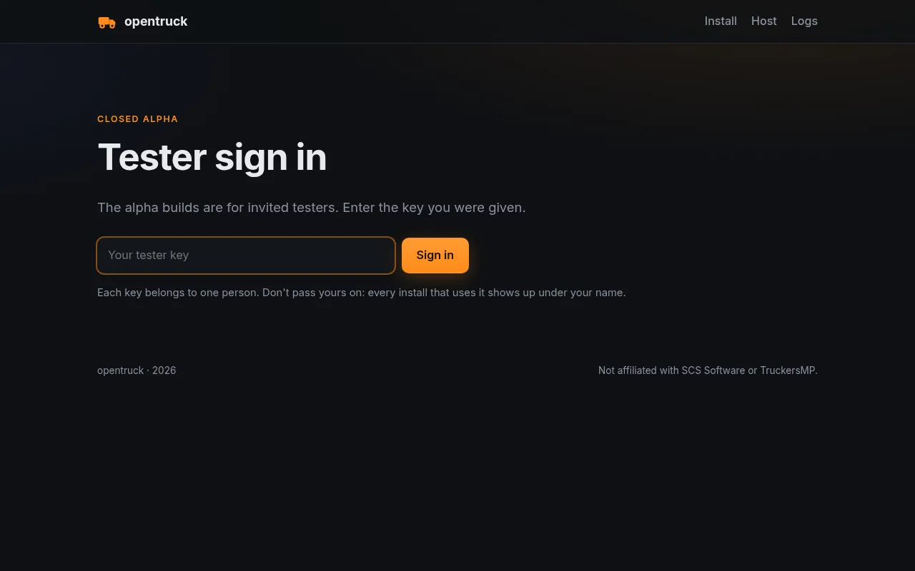 Screenshot of client.opentruck.xyz