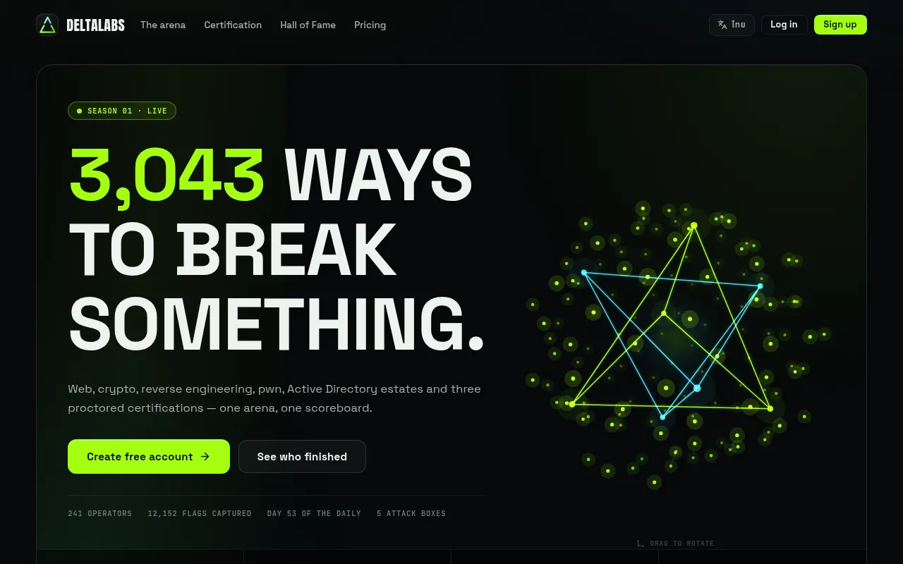 Screenshot of lab.deltactf.site