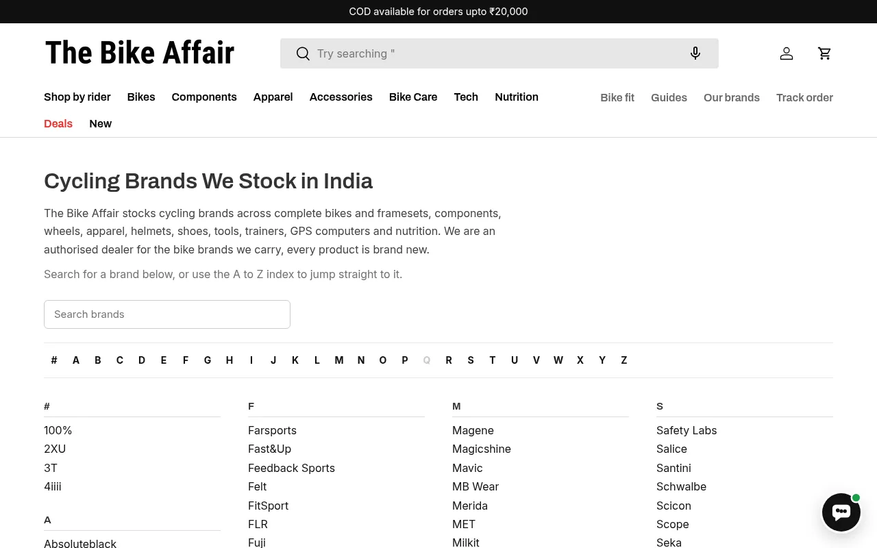 Screenshot of thebikeaffair.com