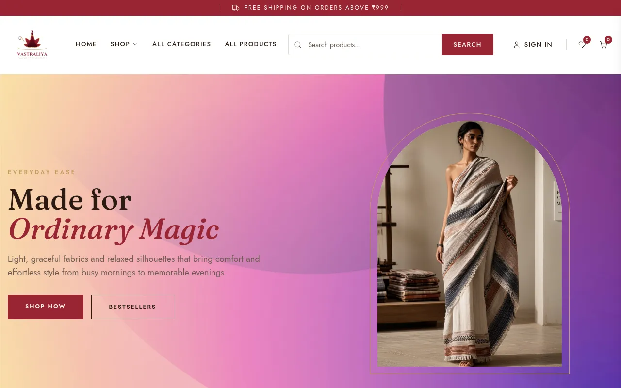 Screenshot of vastraliya.com