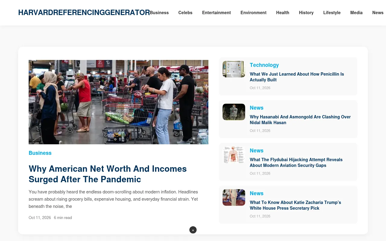 Screenshot of harvardreferencinggenerator.com
