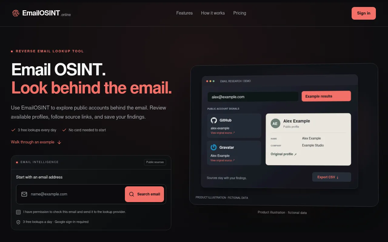 Screenshot of emailosint.online