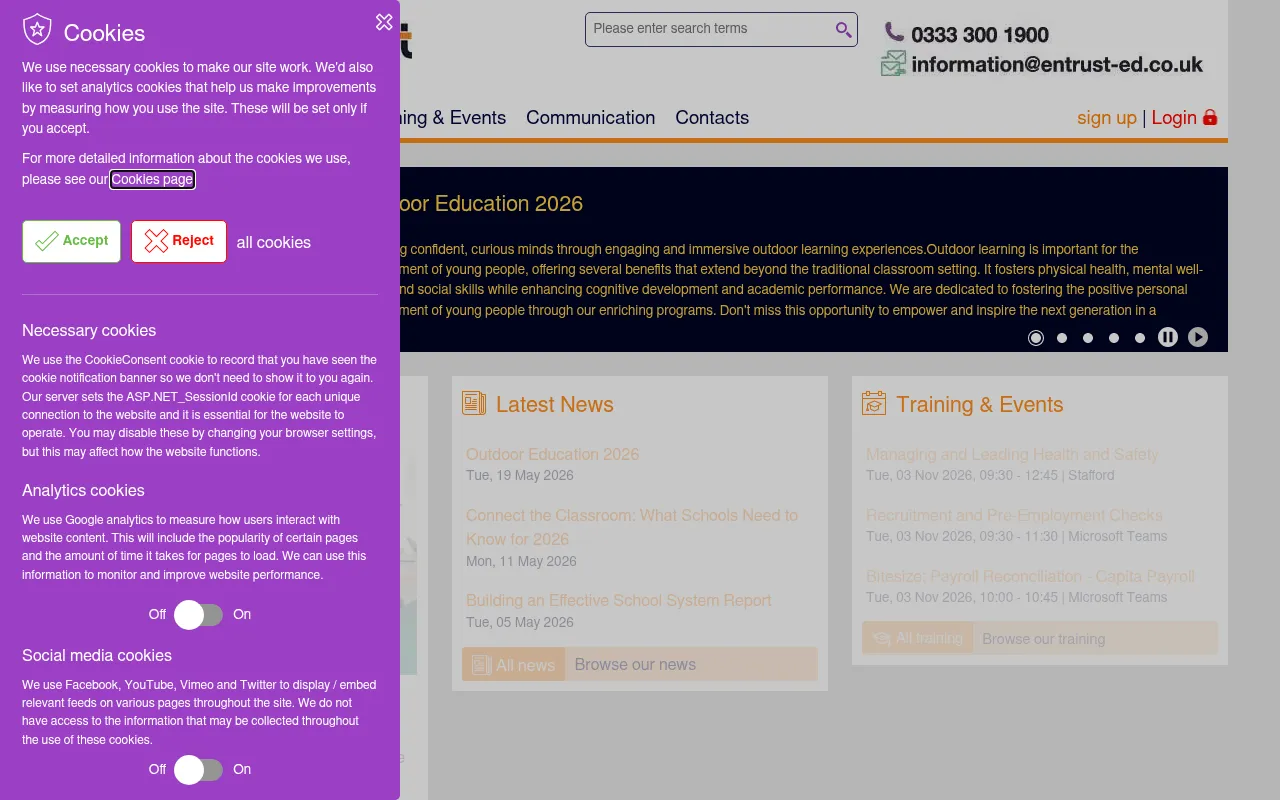 Screenshot of entrust.education