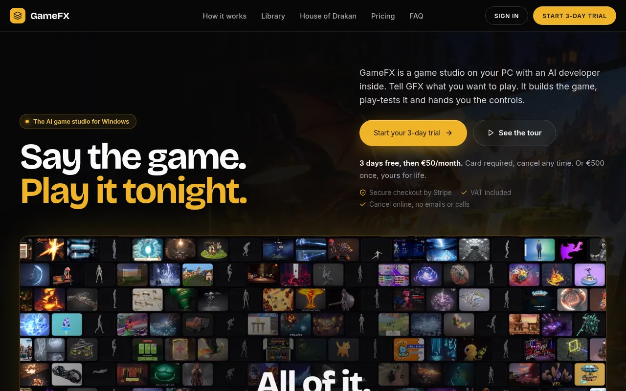 Screenshot of gamefx.ai