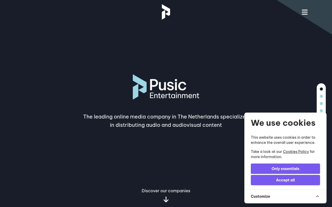 Screenshot of pusicentertainment.com