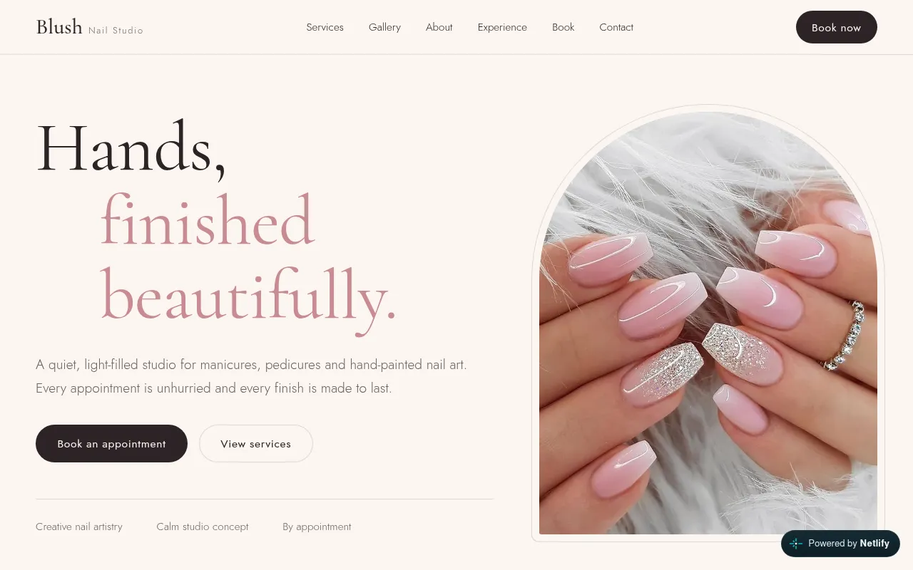 Screenshot of blush-nail-studio.netlify.app