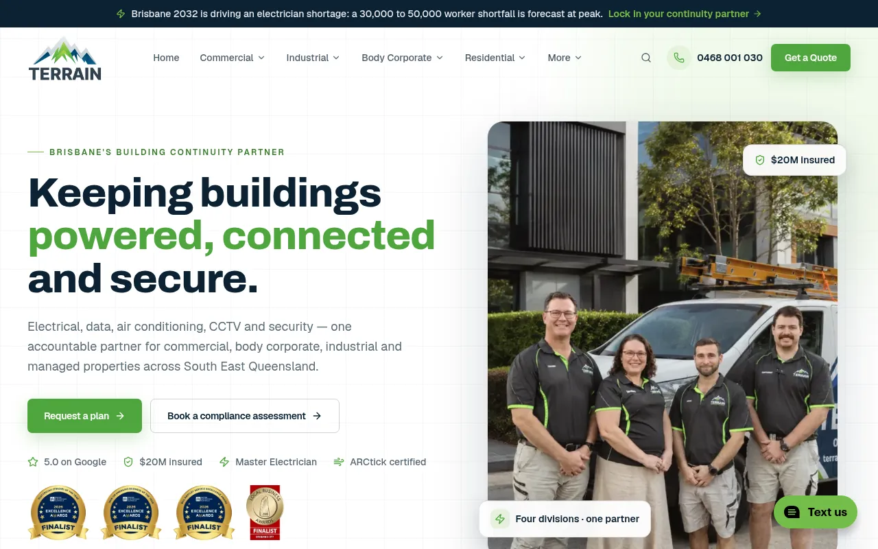 Screenshot of terrainelectrical.com.au