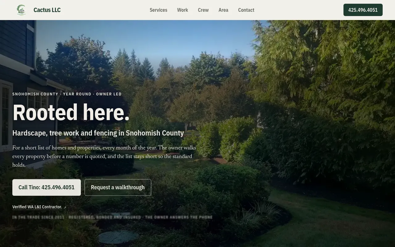 Screenshot of cactuspnw.com