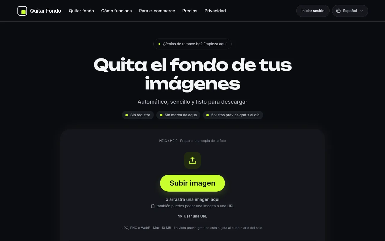 Screenshot of quitarfondo.org