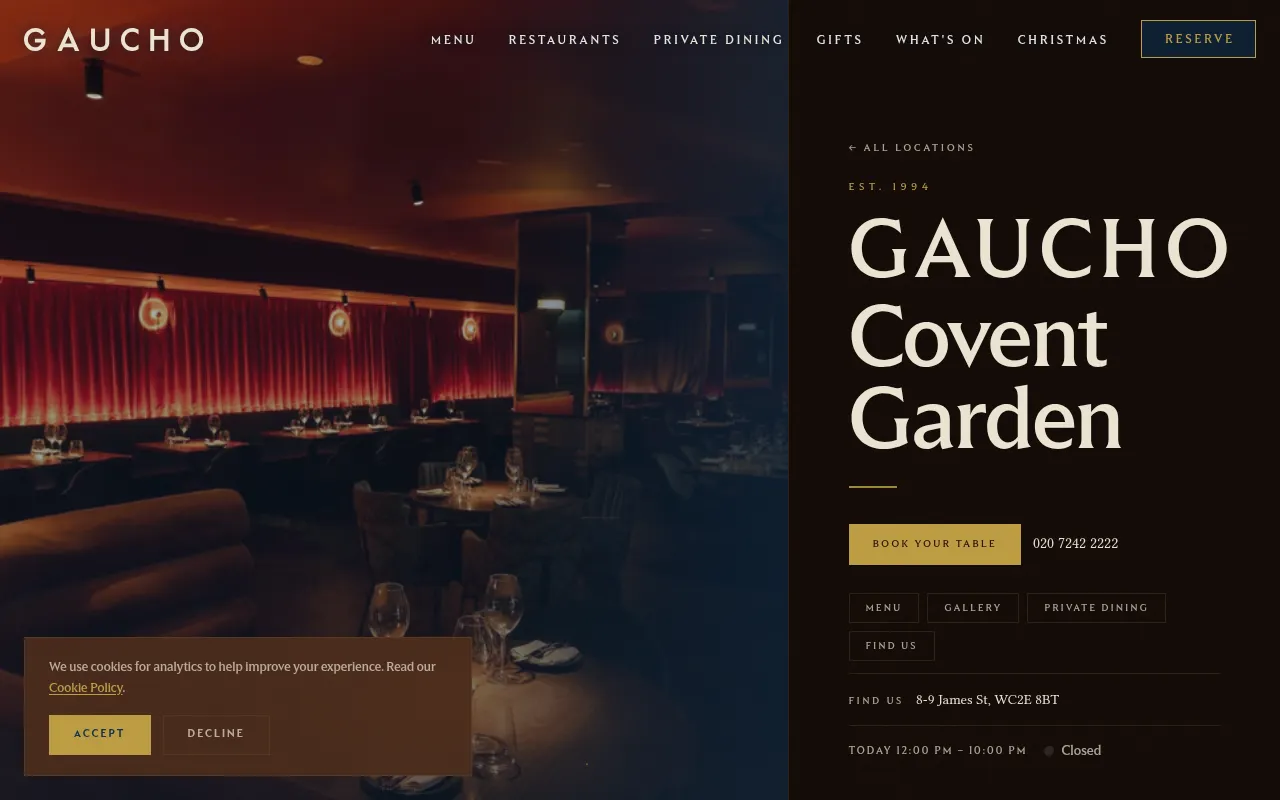 Screenshot of gauchorestaurants.com