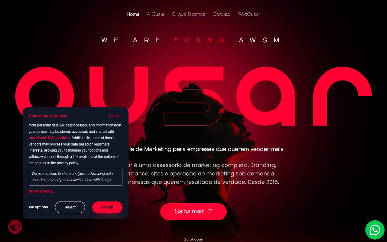 Screenshot of agenciaousar.com.br