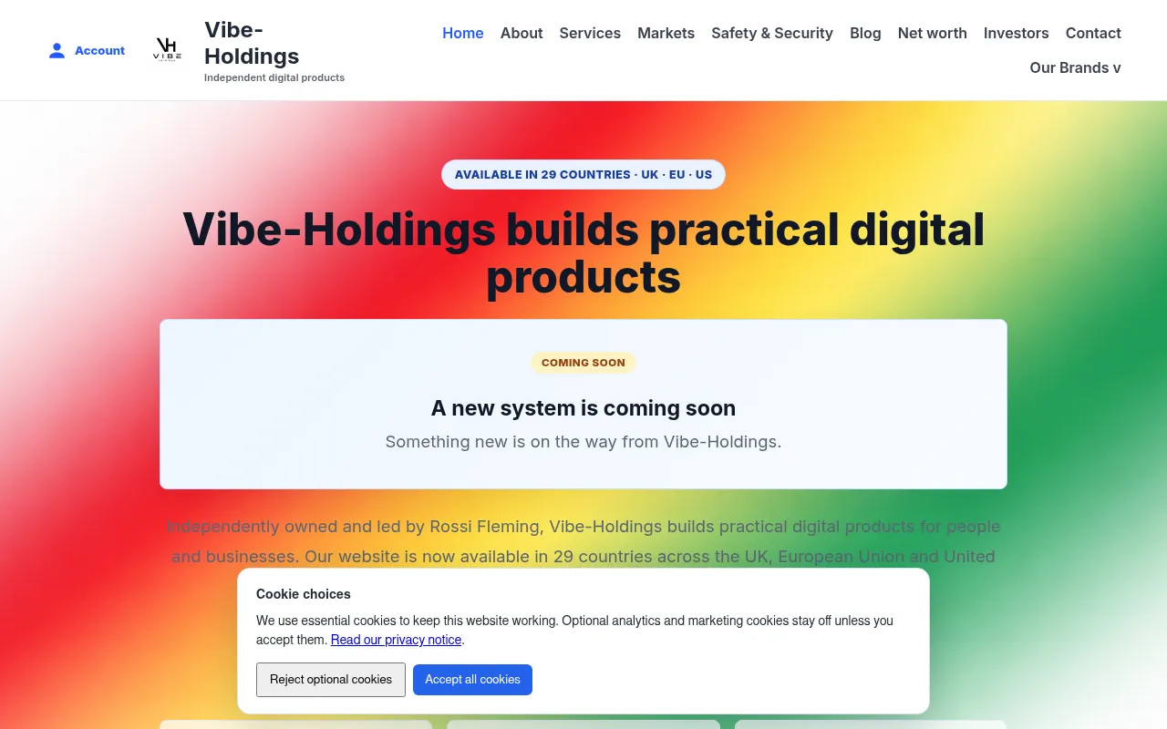 Screenshot of vibe-holdings.co.uk