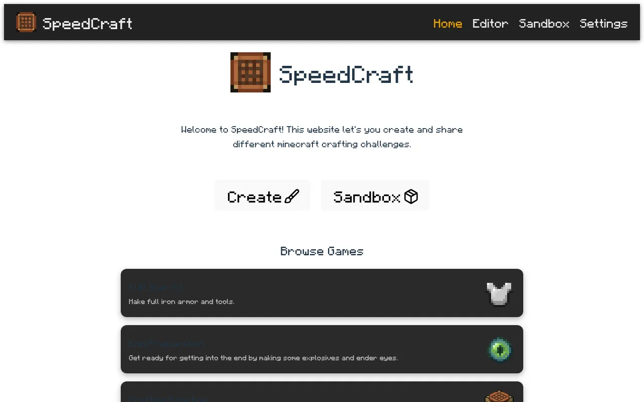Screenshot of speedcraft.me