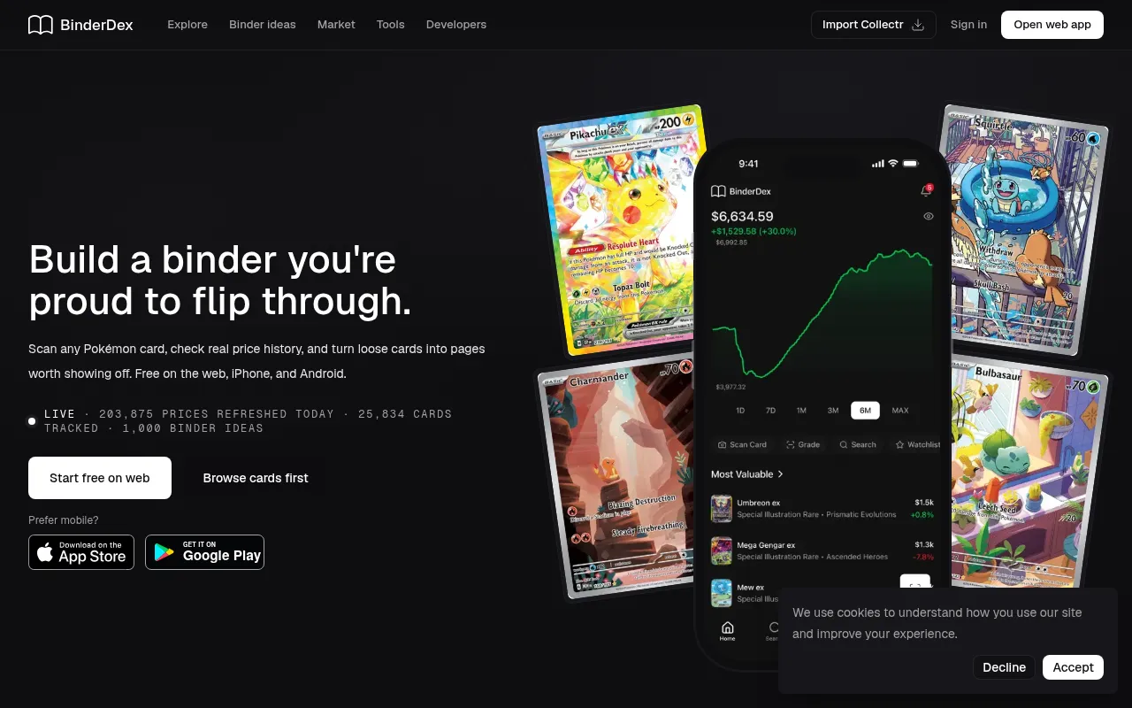 Screenshot of binderdex.com