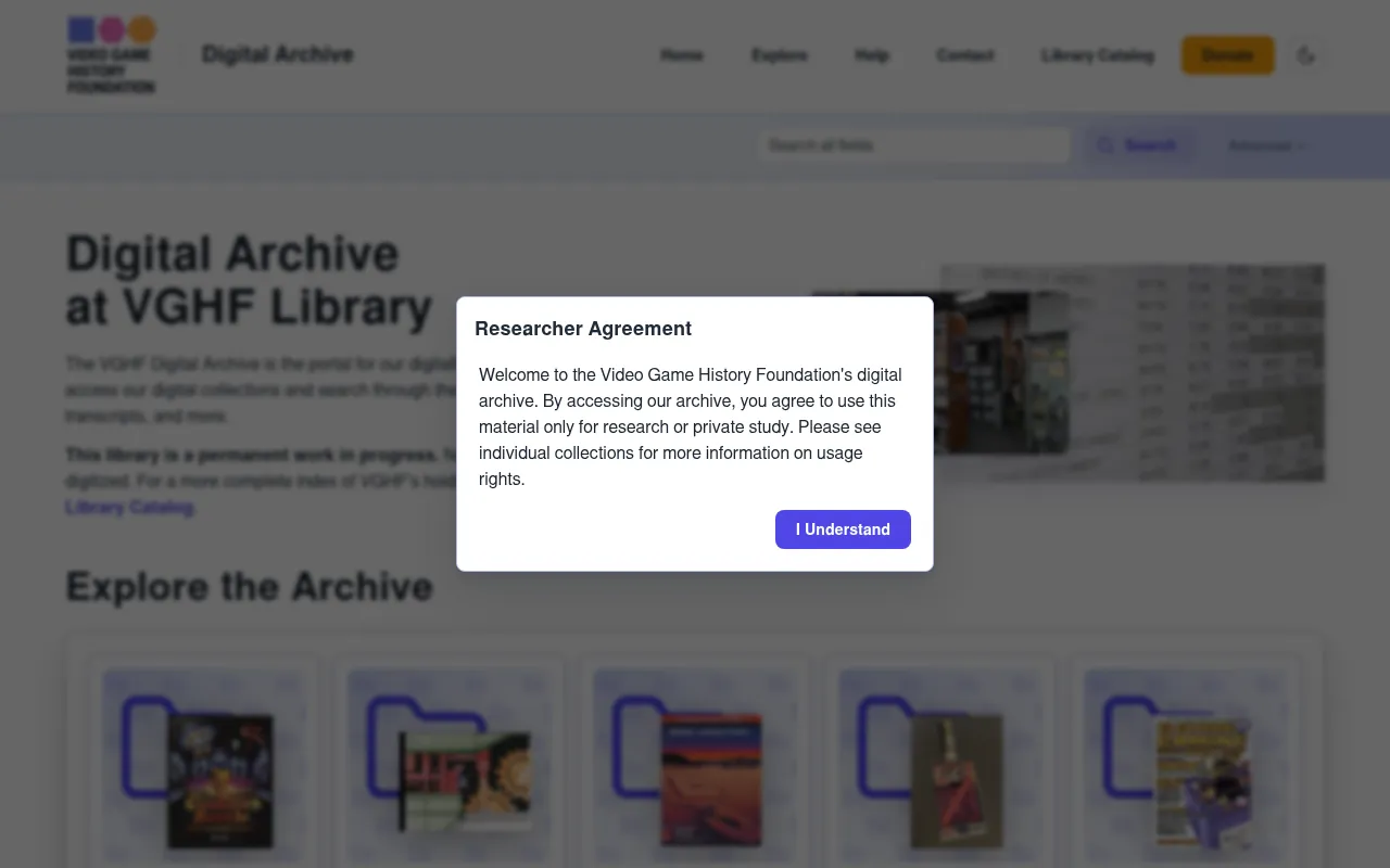 Screenshot of archive.gamehistory.org