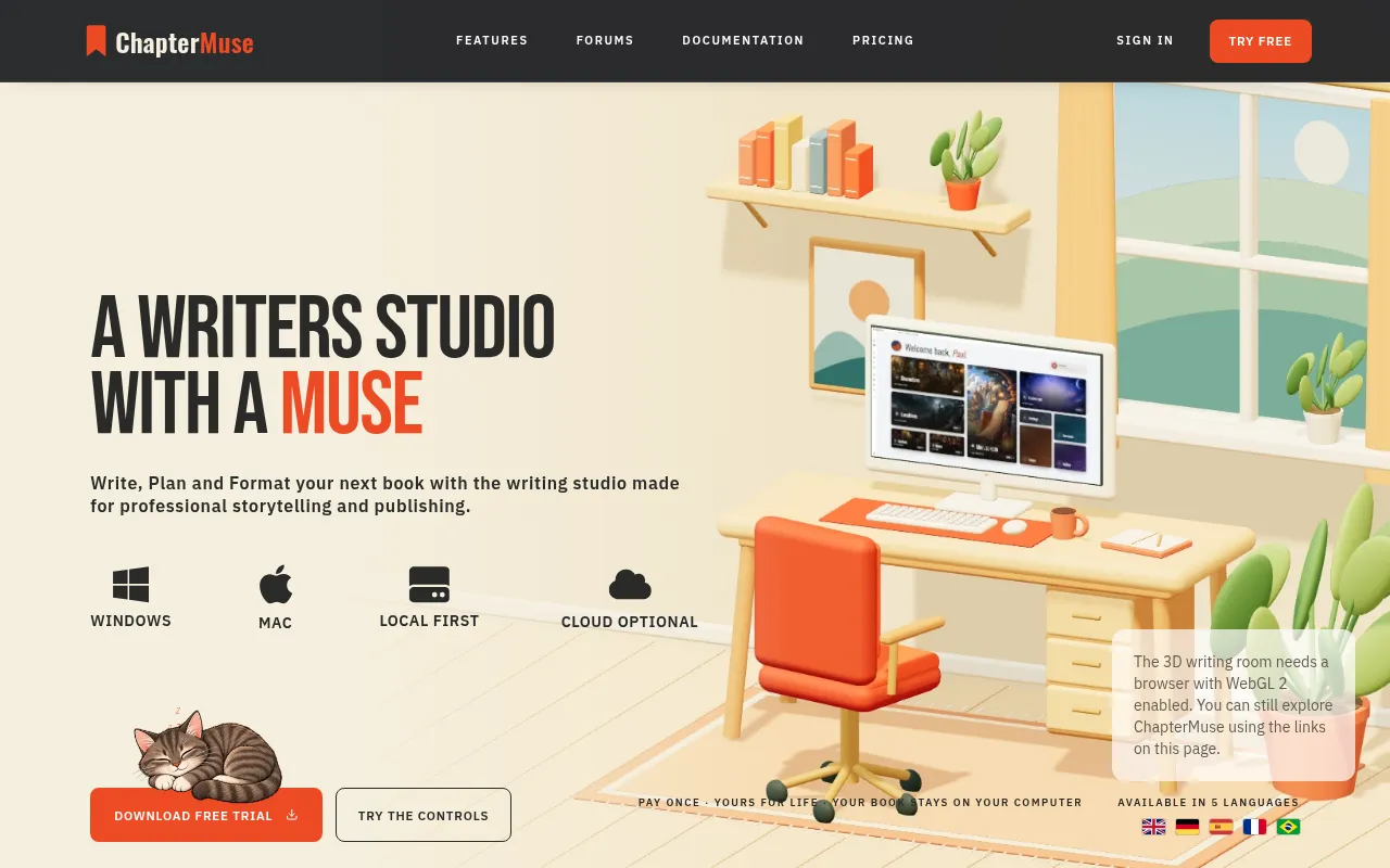 Screenshot of chaptermuse.com