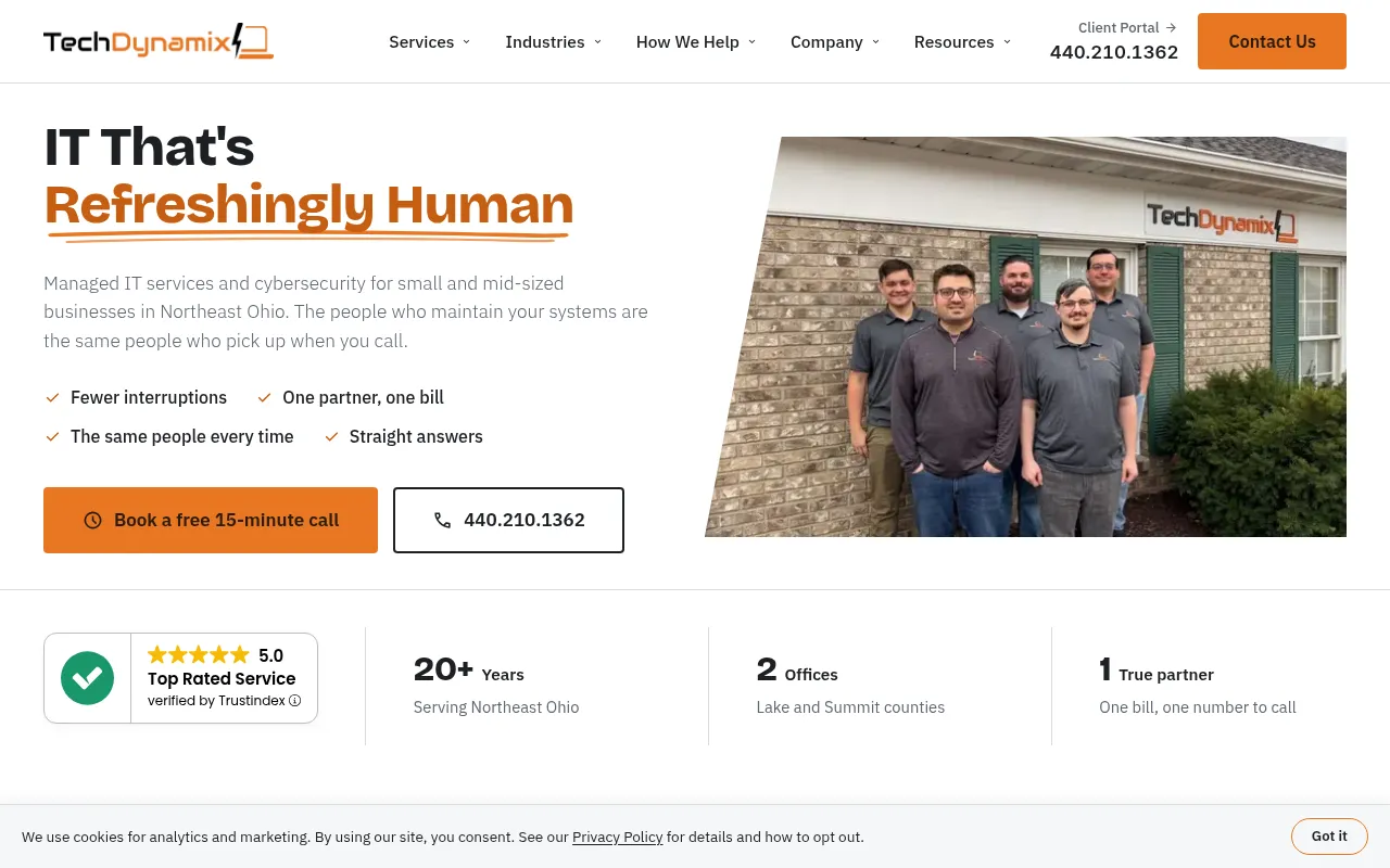 Screenshot of techdynamix.com