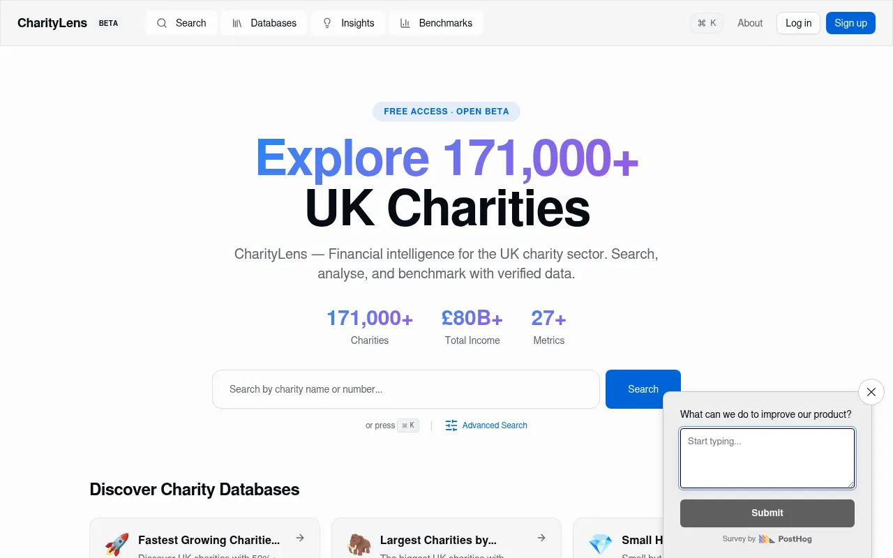 Screenshot of charitylens.co.uk