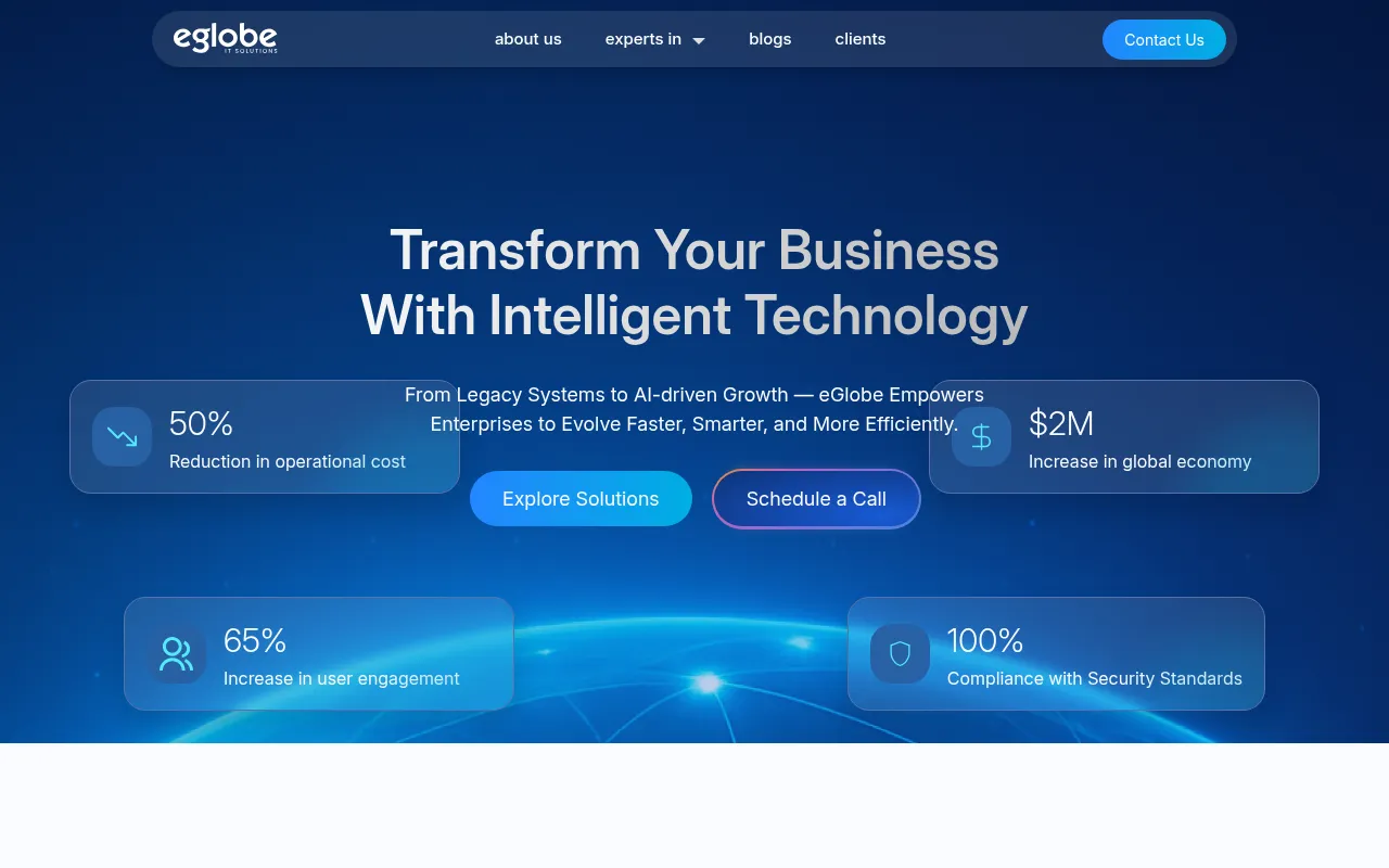 Screenshot of eglobeits.com