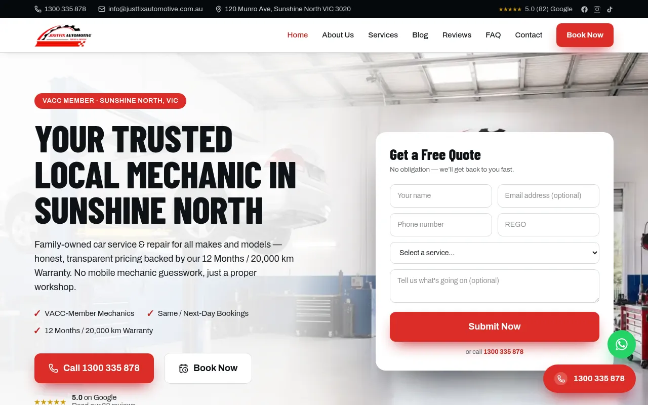 Screenshot of justfixautomotive.com.au