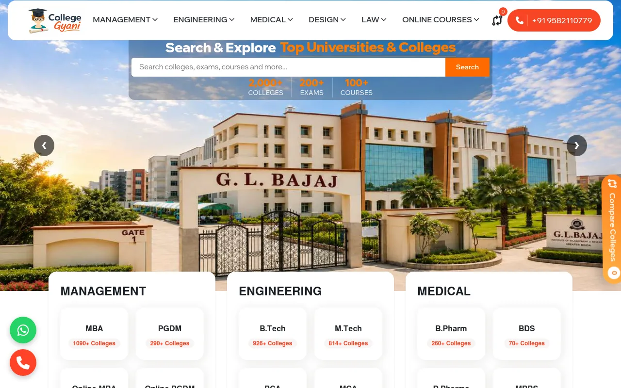Screenshot of collegegyani.com