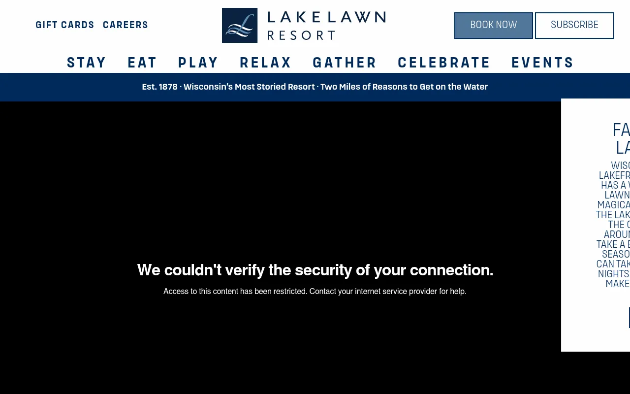 Screenshot of lakelawnresort.com