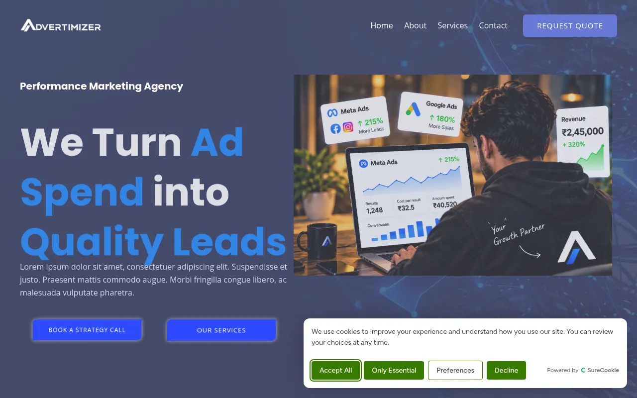 Screenshot of advertimizer.unaux.com