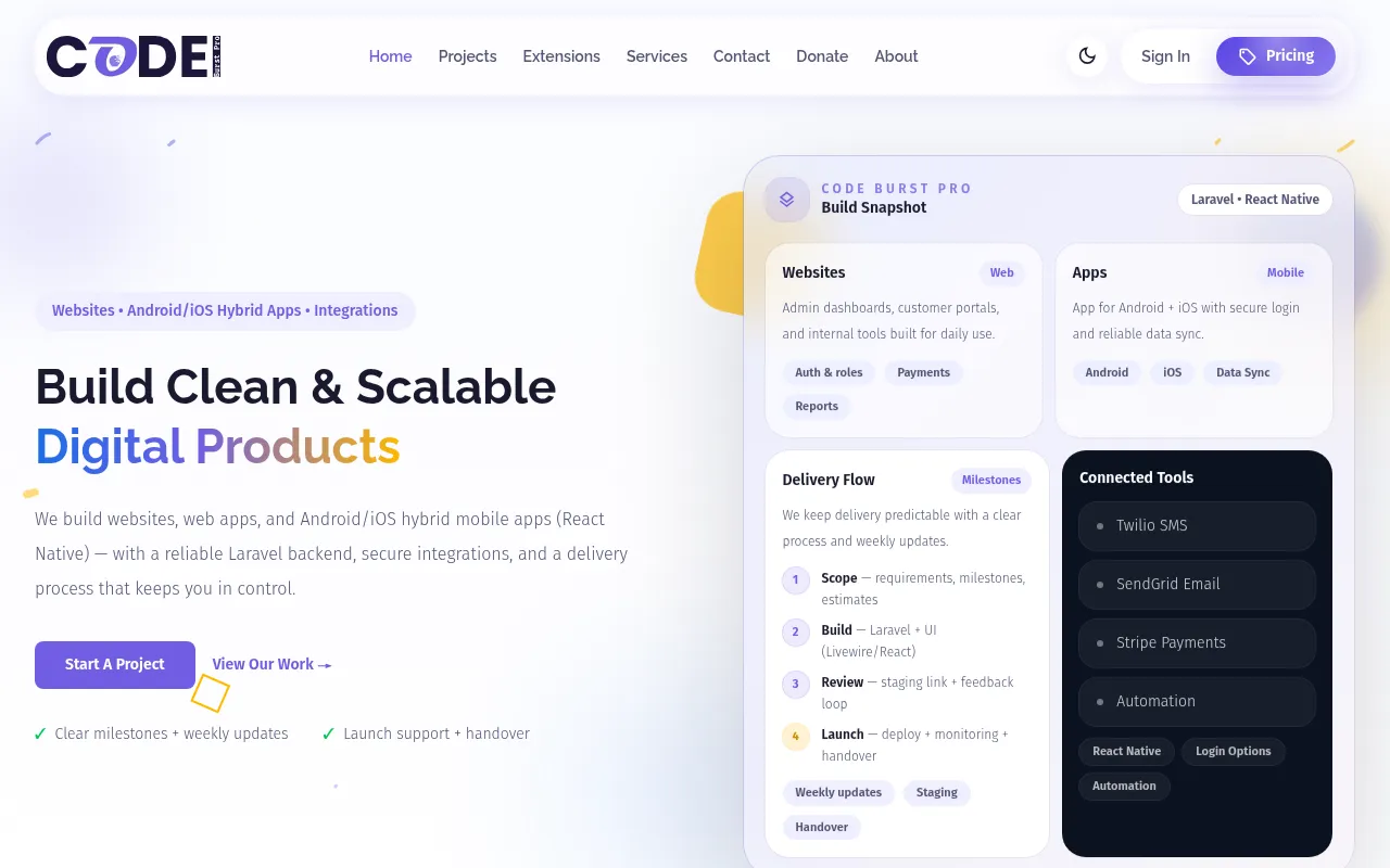 Screenshot of codeburstpro.com