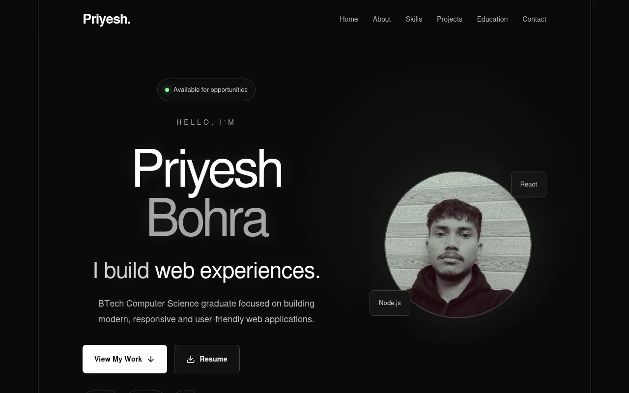 Screenshot of priyesh-bohra.vercel.app