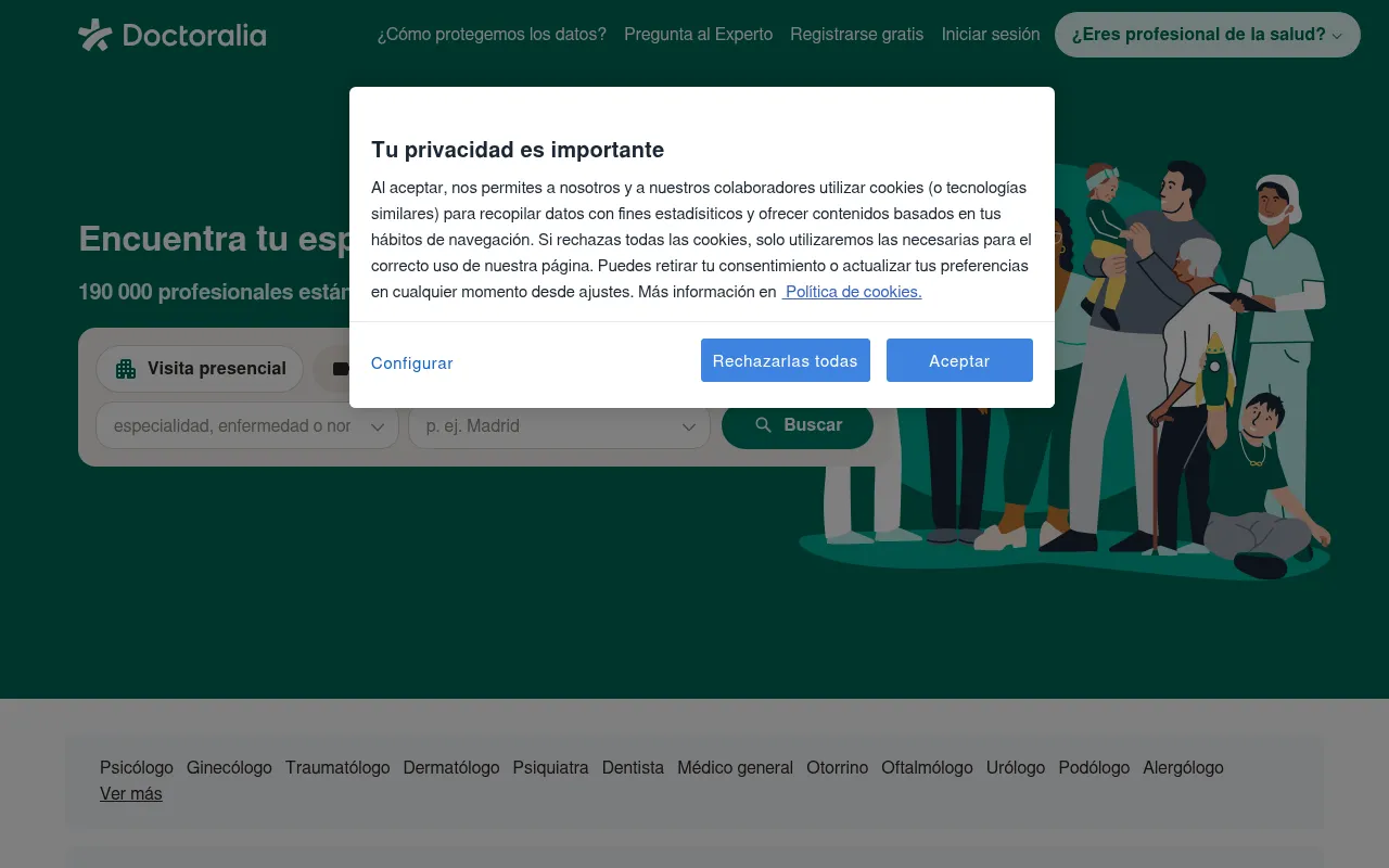 Screenshot of doctoralia.es