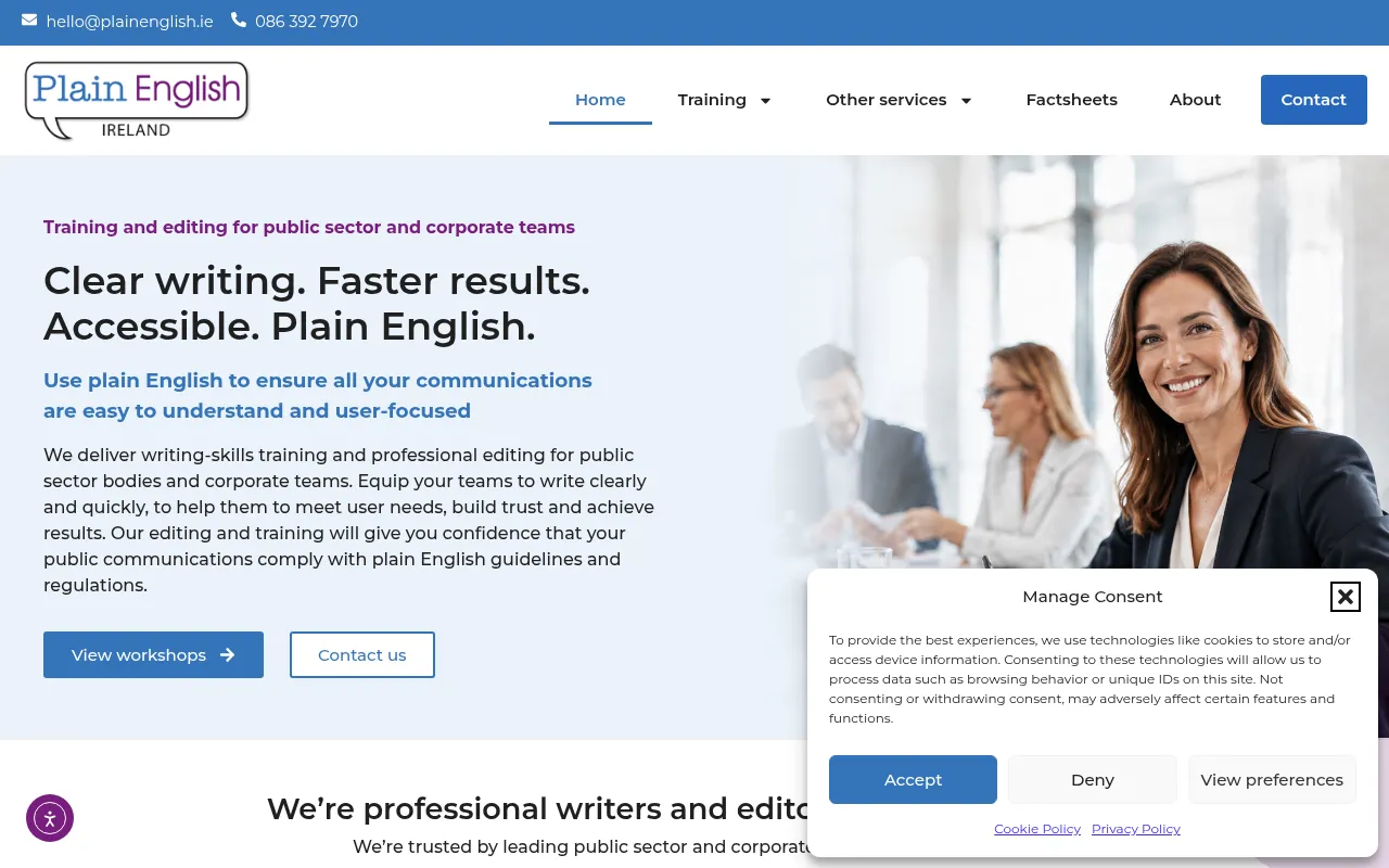 Screenshot of plainenglish.ie