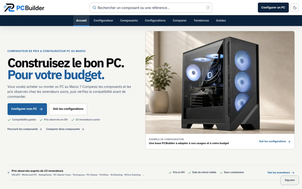 Screenshot of pcbuilder.ma