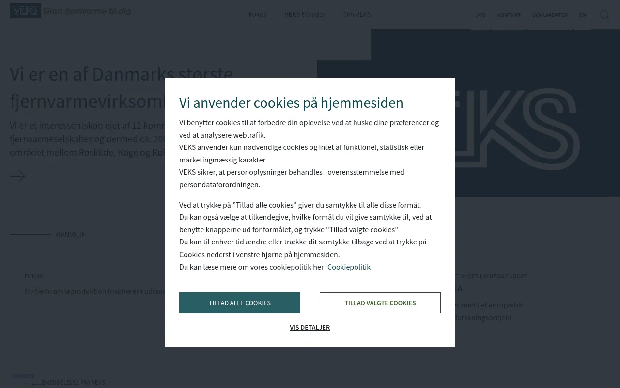 Screenshot of veks.dk