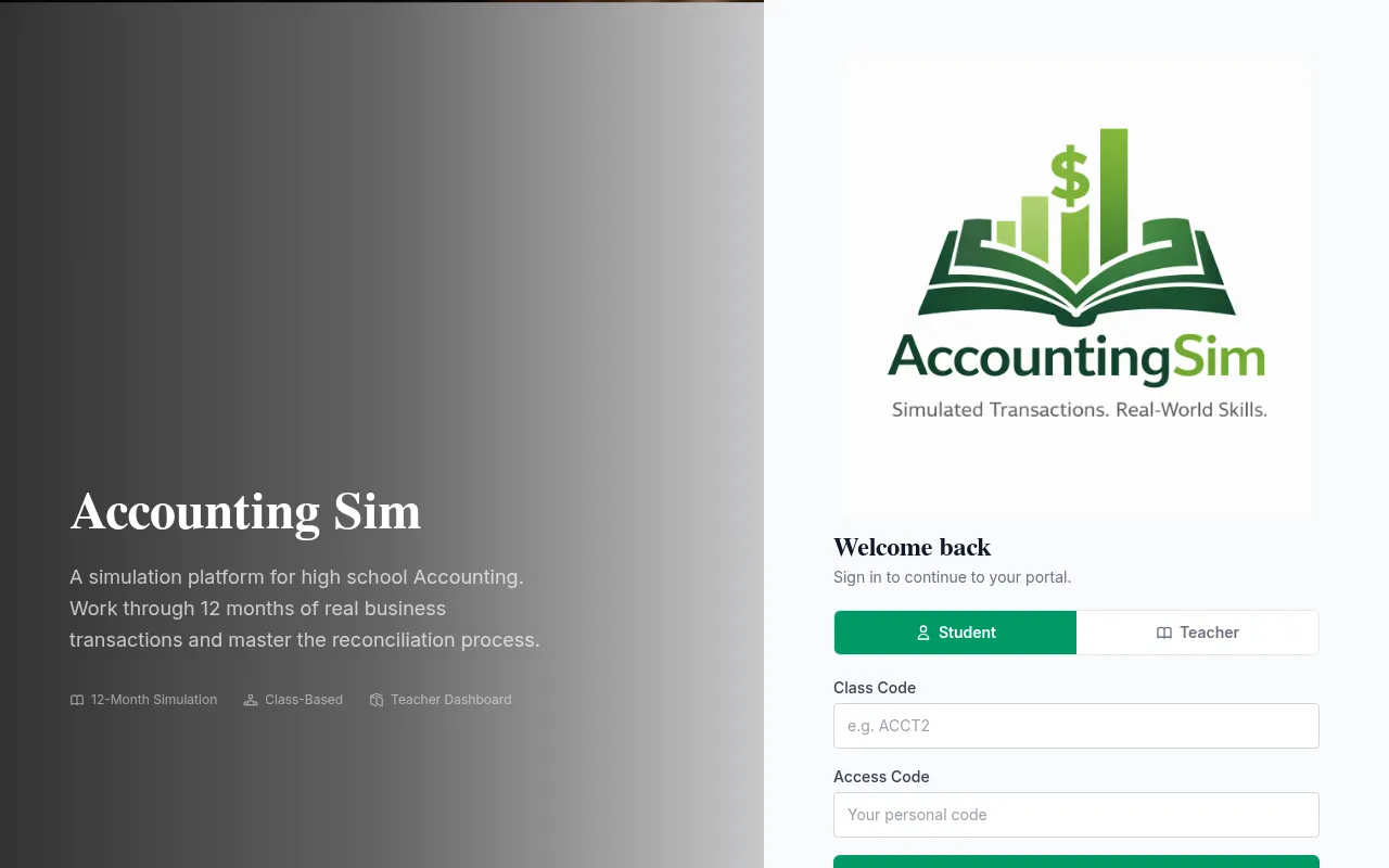 Screenshot of accountingsim.replit.app