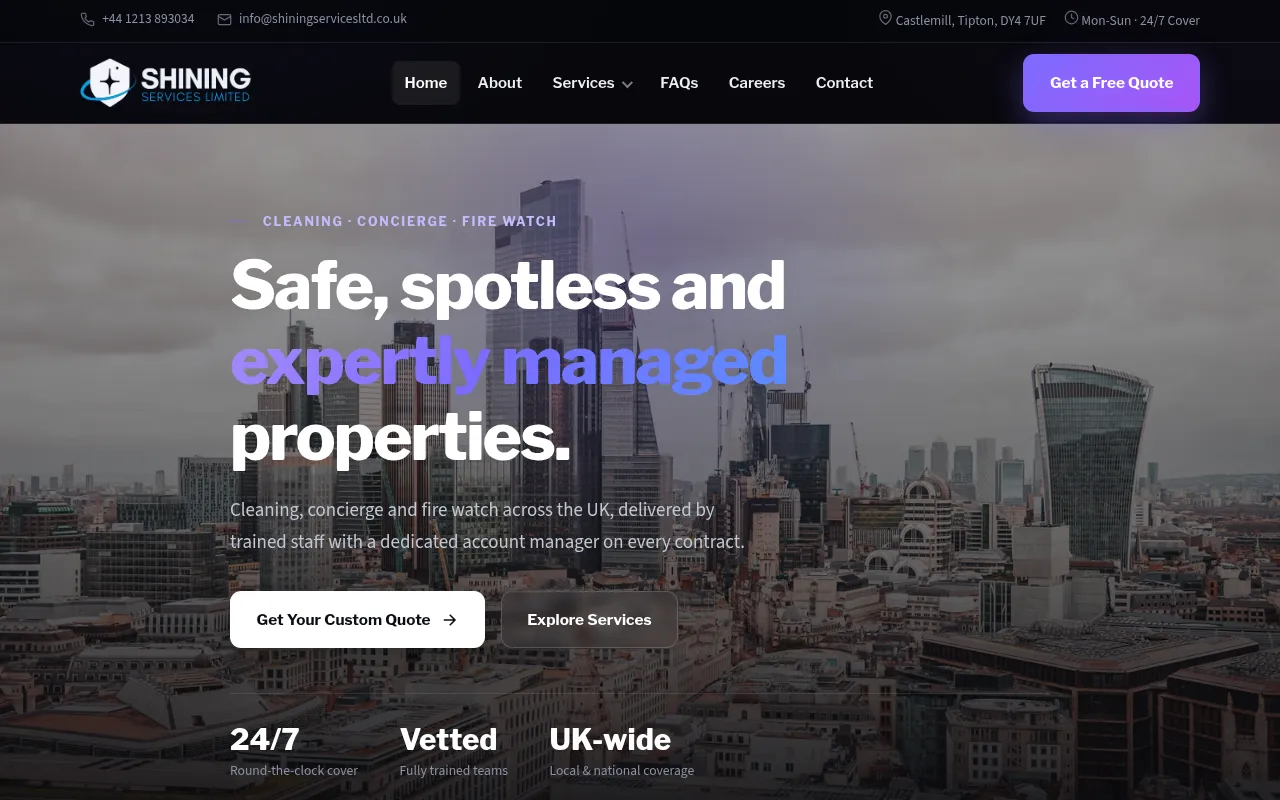 Screenshot of shiningservicesltd.co.uk