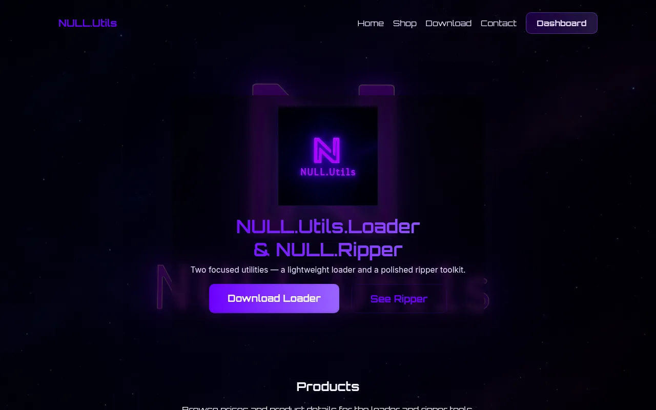 Screenshot of nullutils.com