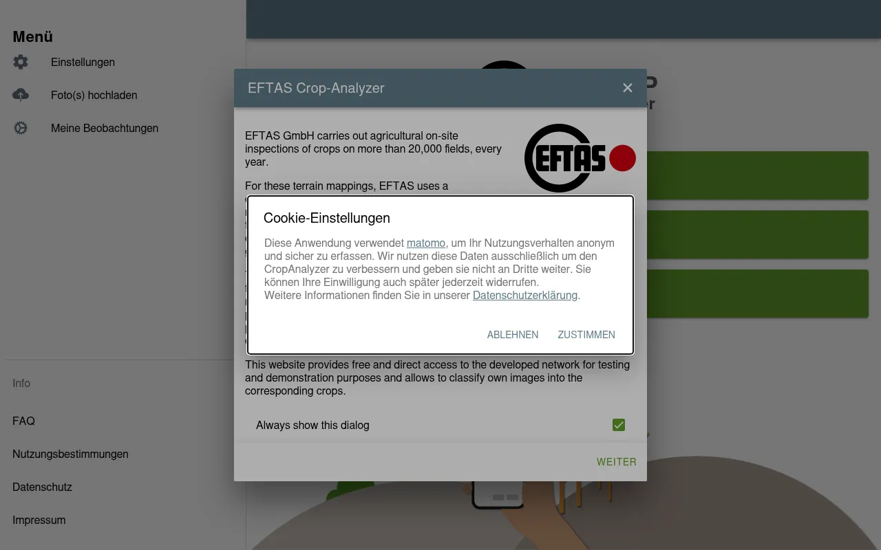 Screenshot of cropanalyzer.eftas.services