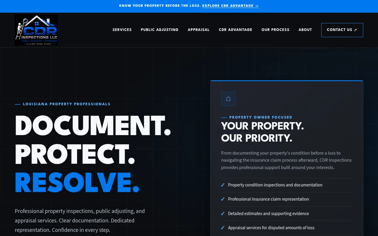 Screenshot of cdrinspections.com