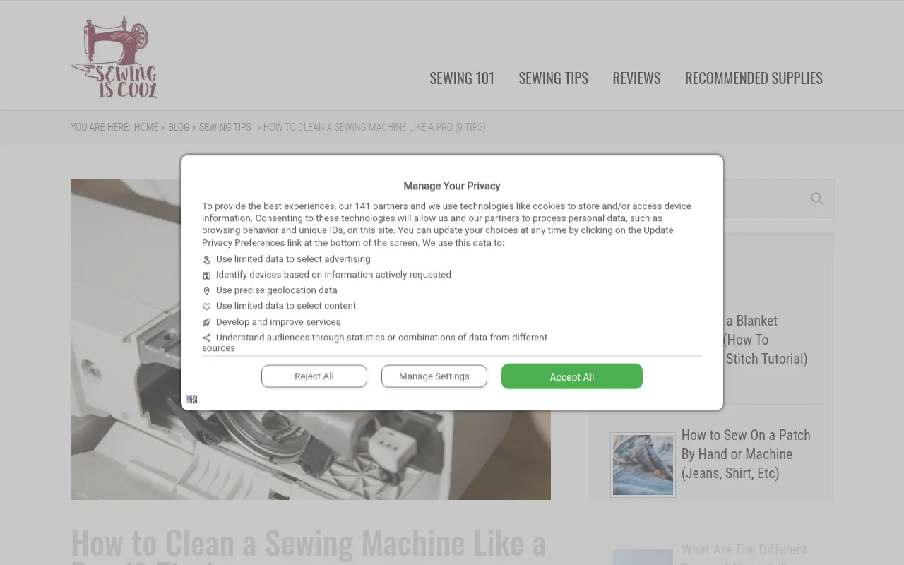 Screenshot of sewingiscool.com