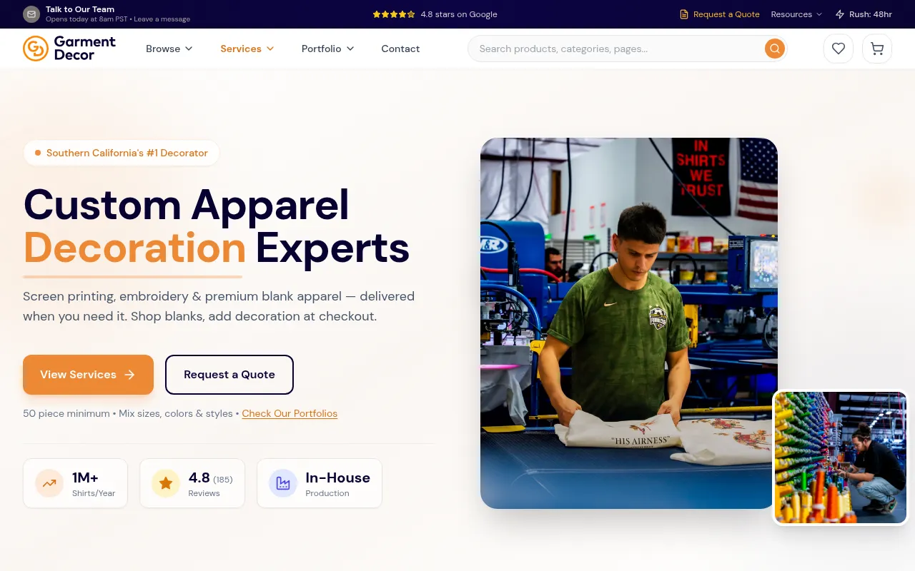 Screenshot of garmentdecor.com