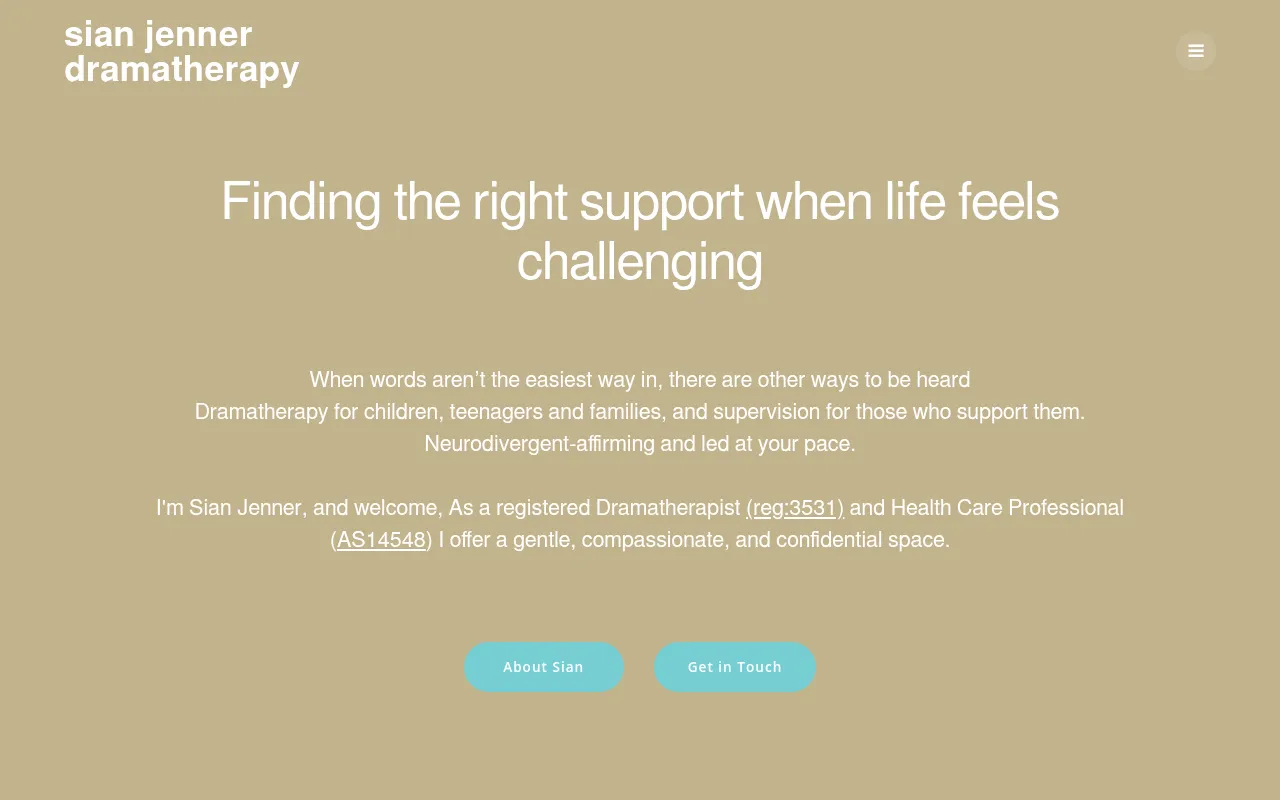 Screenshot of therapywithsian.com