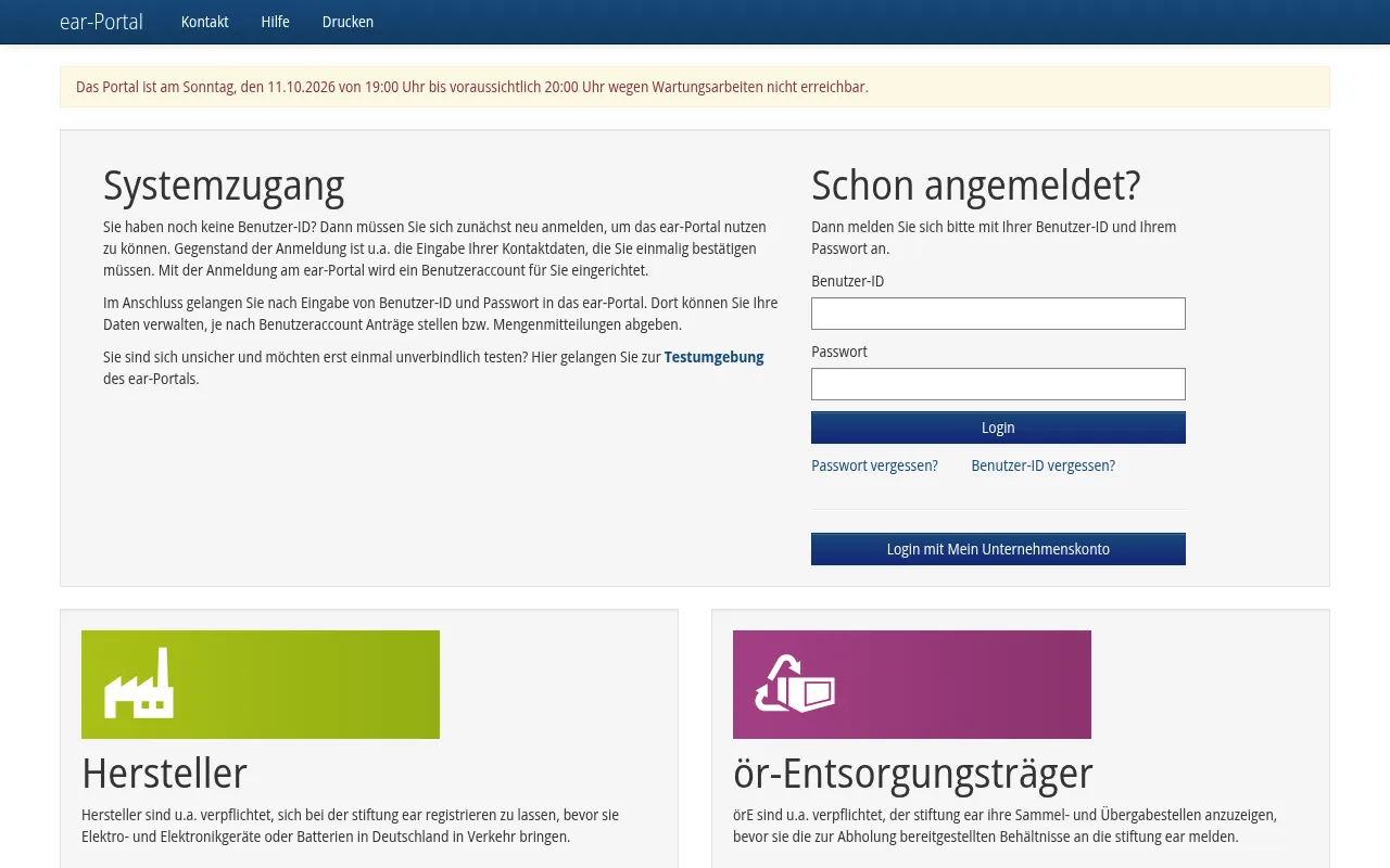 Screenshot of ear-system.de