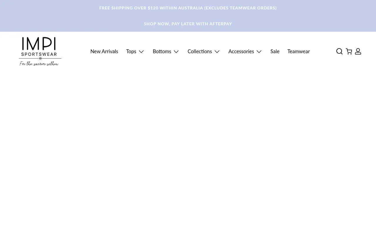 Screenshot of impisportswear.com.au