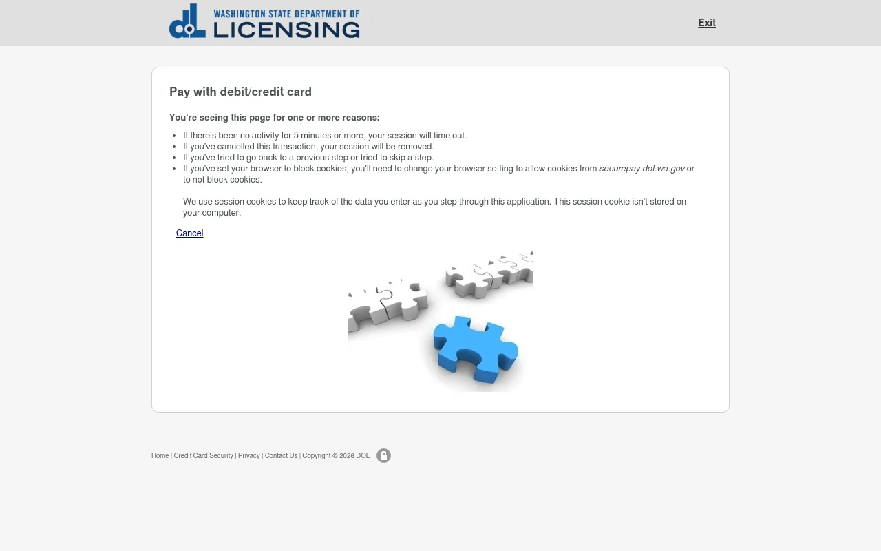 Screenshot of securepay.dol.wa.gov