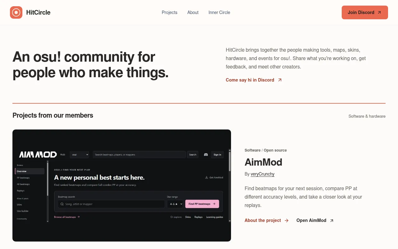 Screenshot of hitcircle.org