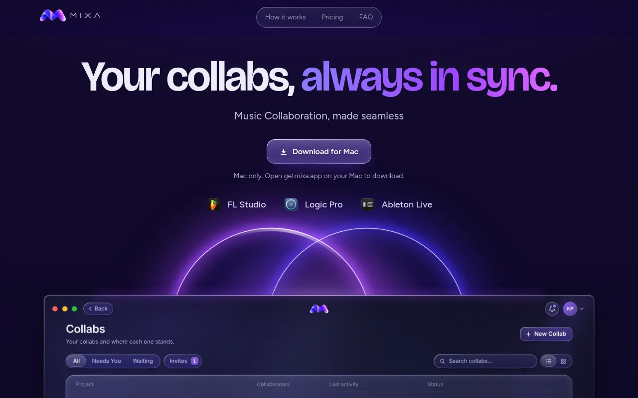 Screenshot of getmixa.app