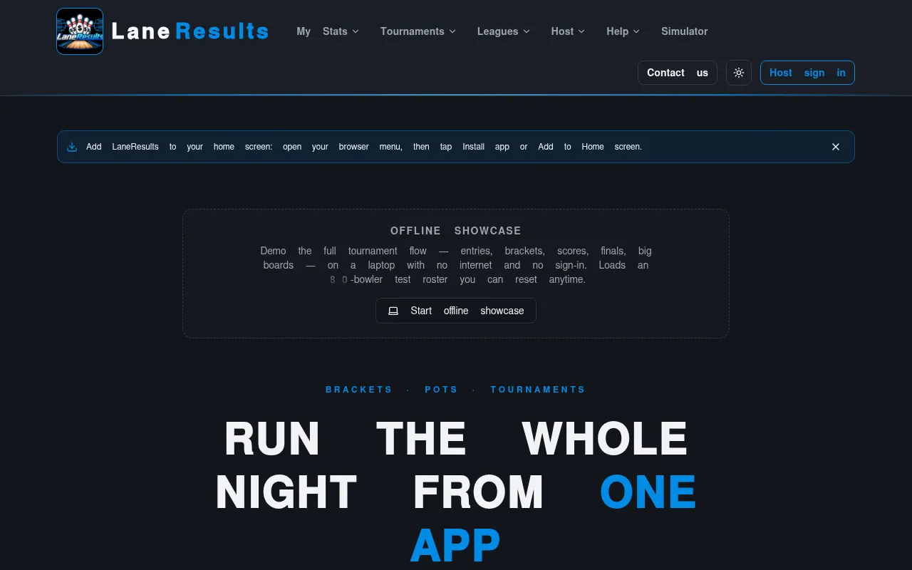 Screenshot of laneresults.com