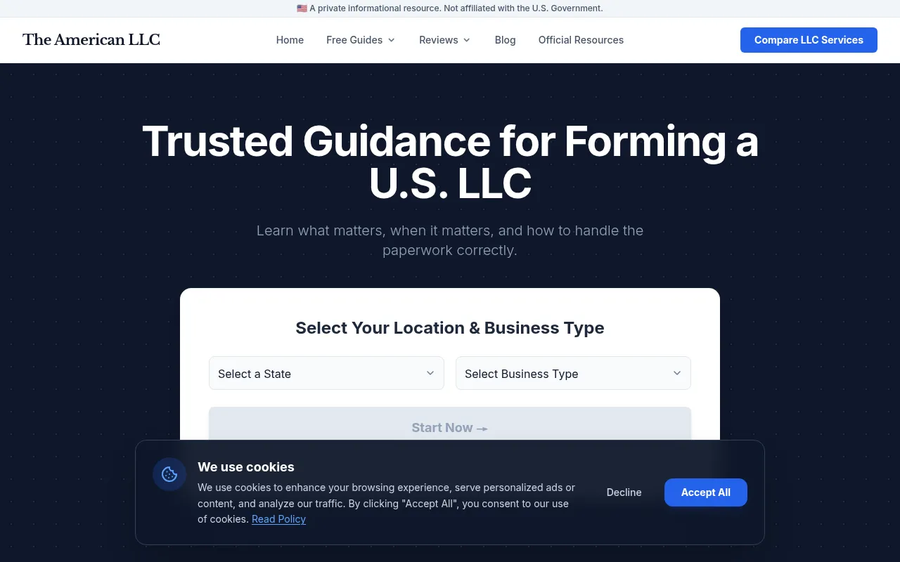 Screenshot of theamericanllc.com