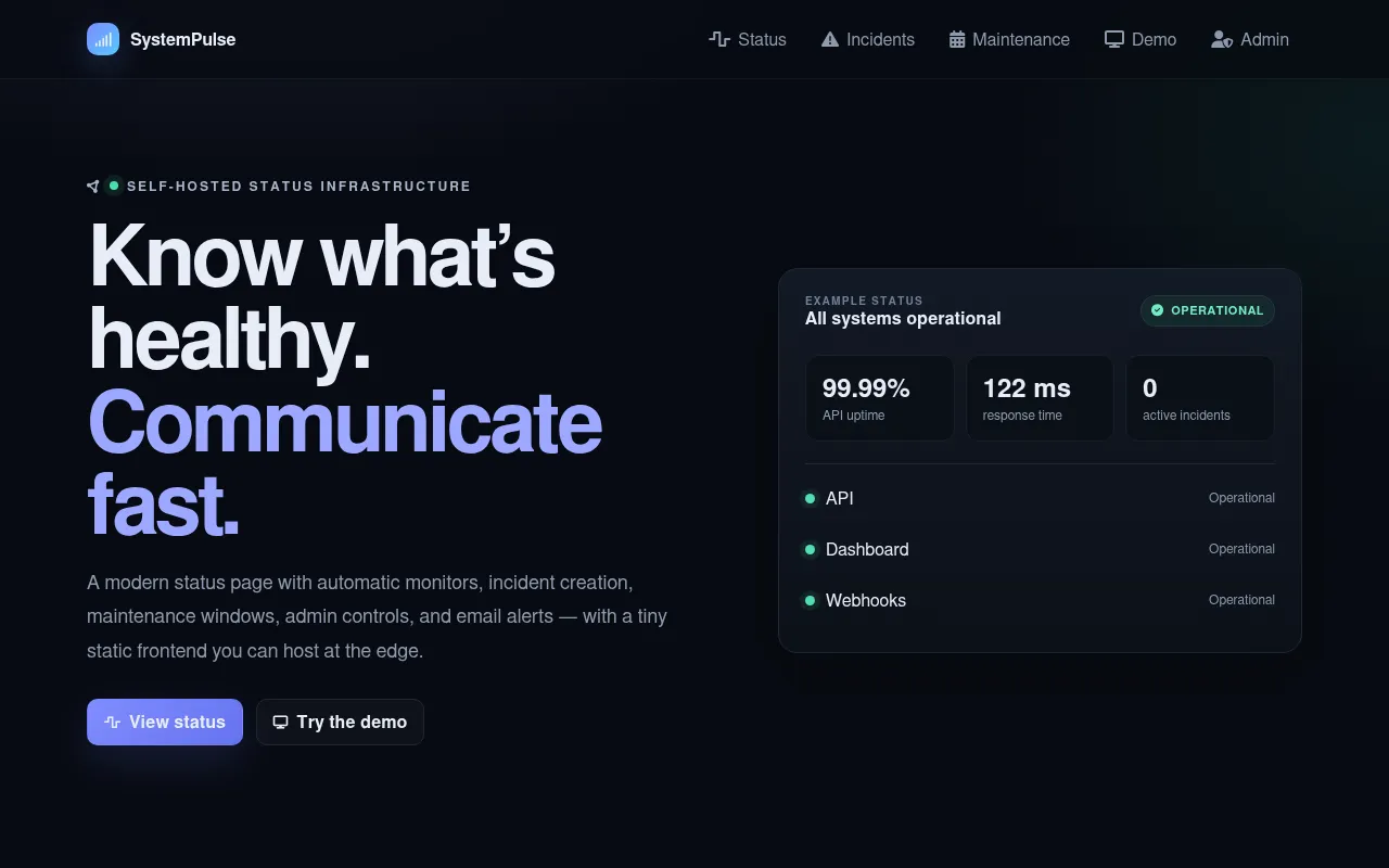 Screenshot of systempulse.pages.dev