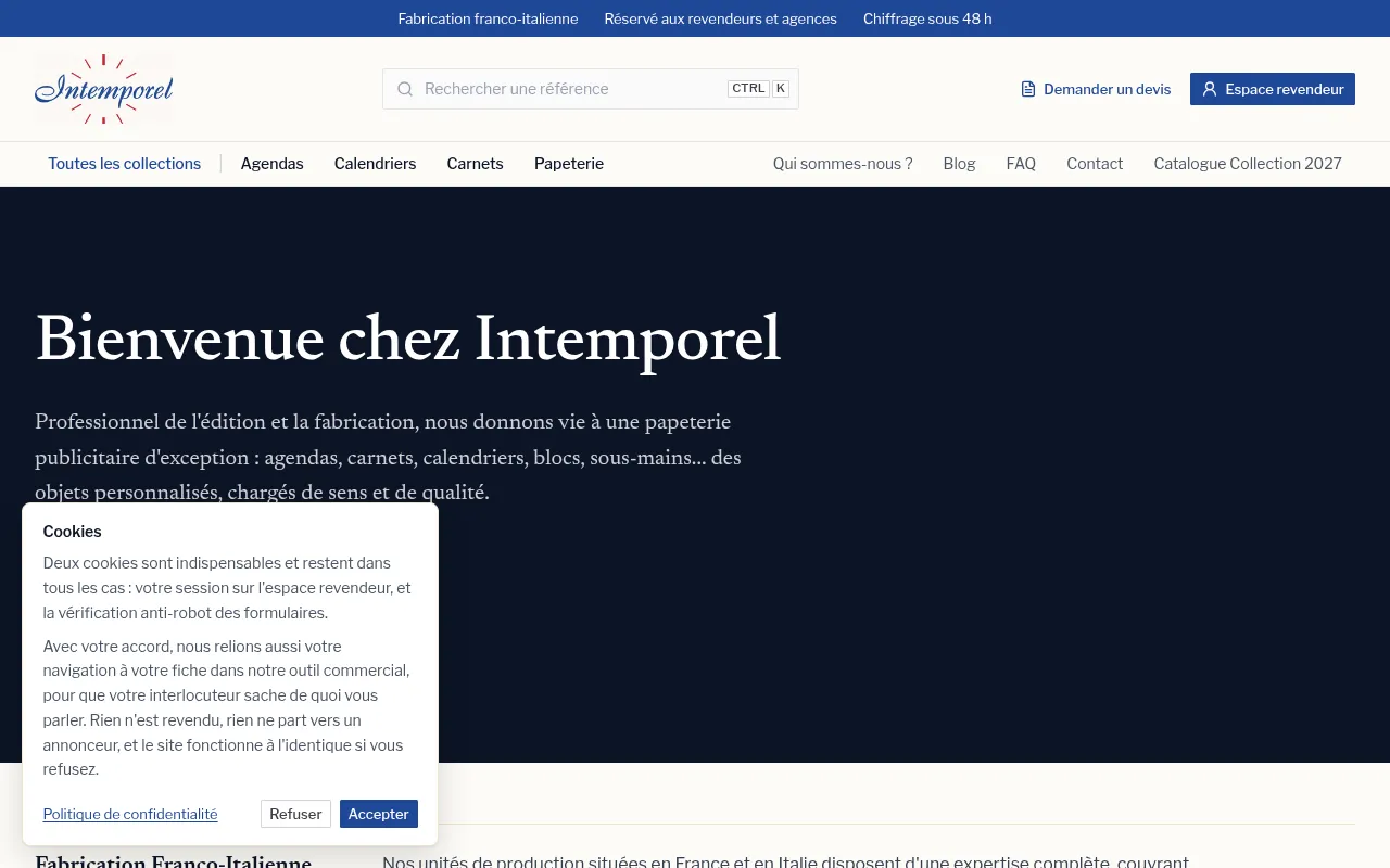 Screenshot of intemporelsas.com